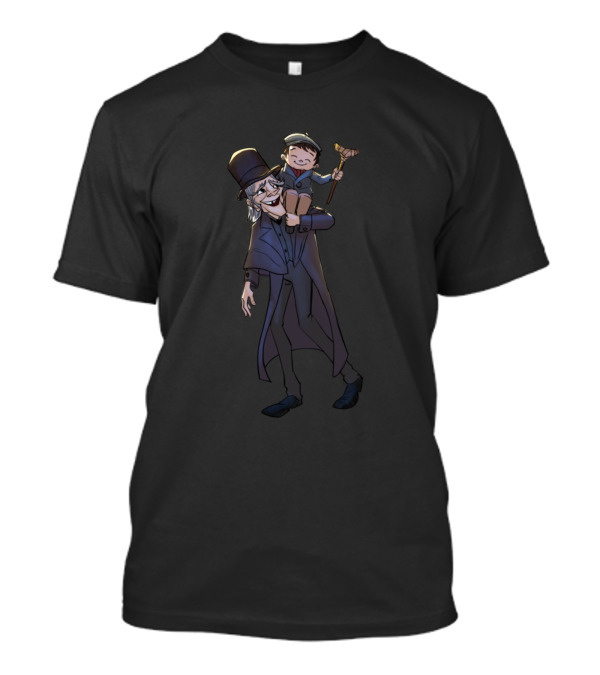 Ebenezer Scrooge Carrying Tiny Tim Smiling With Cane T-Shirt