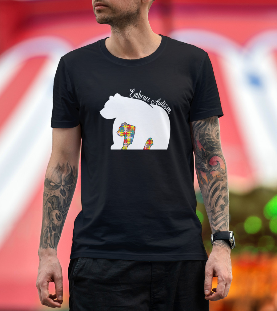 Embrace Autism Awareness Month Puzzle Bear T-Shirt