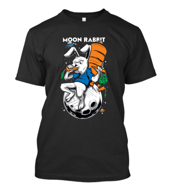 MOON RABBIT IN SPACE ENJOYING GIANT CARROT T-Shirt