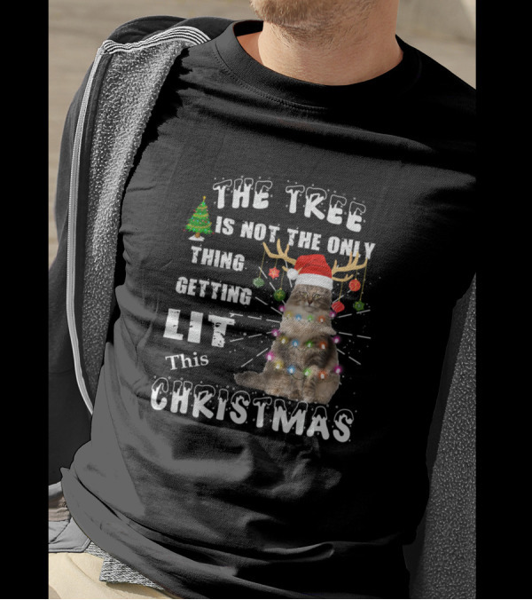 The Tree Is Not The Only Thing Getting Lit This Christmas Norwegian Forest Cat T-Shirt