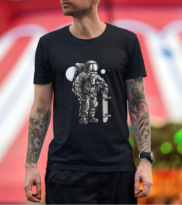 Premium T-Shirt: Space Astronaut Skater in Cosmic Galaxy Adventure T-Shirt Space Astronaut Skater in Cosmic Galaxy Adventure T-Shirt