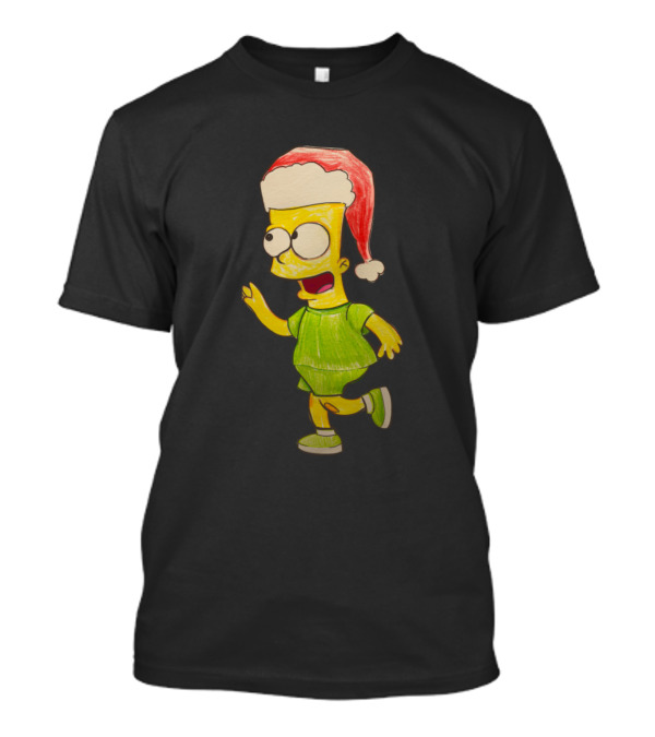 Bart Simpson New Year Merry Christmas Santa Hat Mood T-Shirt