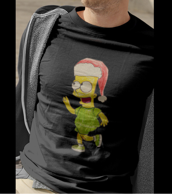 Bart Simpson New Year Merry Christmas Santa Hat Mood T-Shirt