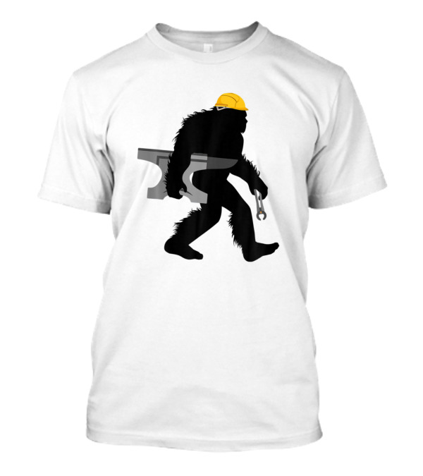 Bigfoot Blacksmithing Metalsmith Sasquatch With Anvil And Wrench T-Shirt