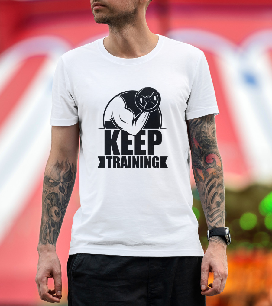 Keep Training Arm Lifting Weights T-Shirt