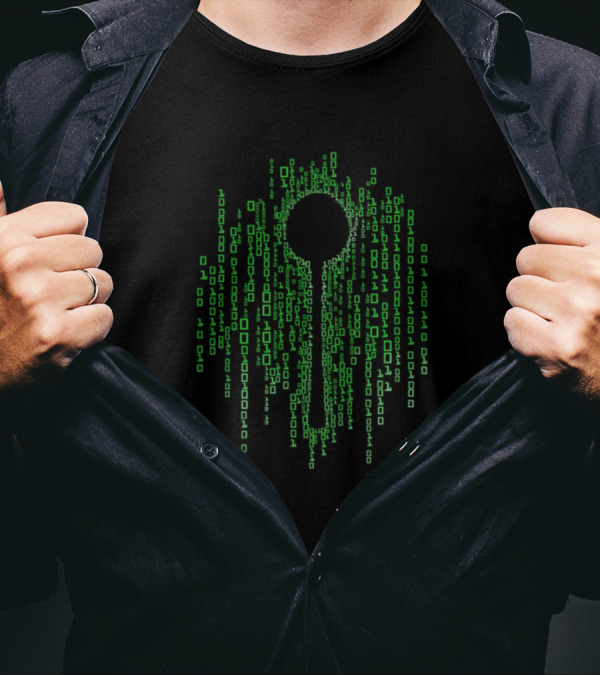 There Is No Spoon Matrix Code Keyhole T-Shirt