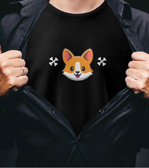 Work From Home Employee Of The Year Kawaii Corgi Face With Bones T-Shirt