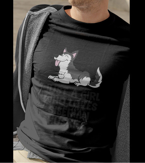 Just A Girl Who Loves Siberian Huskies Happy Cartoon Dog T-Shirt