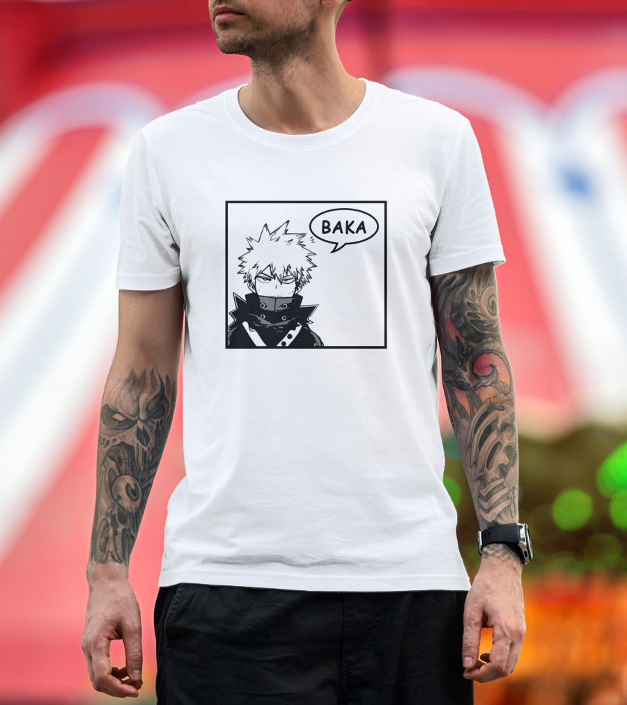 Katsuki Bakugo Baka Speech Bubble Black T-Shirt