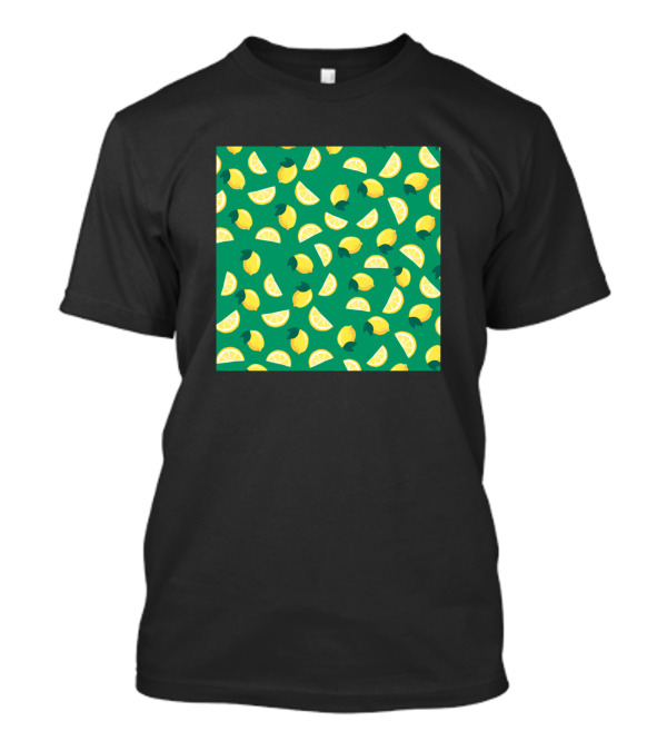 Lemon Fruit Pattern Print Background Present Green Lemons Slices T-Shirt