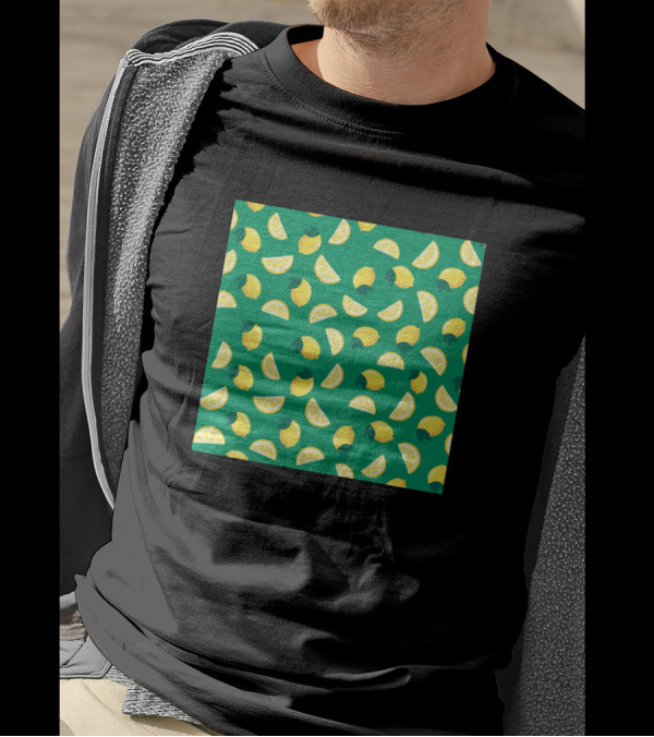 Lemon Fruit Pattern Print Background Present Green Lemons Slices T-Shirt