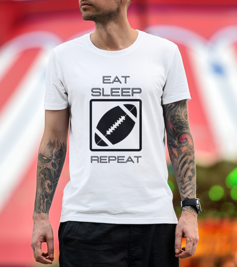 Eat Sleep Football Repeat American Football Fan Lifestyle Cycle T-Shirt