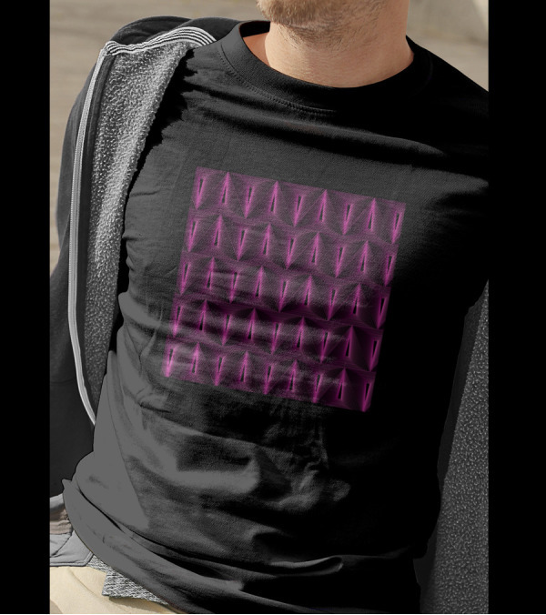 Triangular Optical Geometric Vibrant Purple T-Shirt