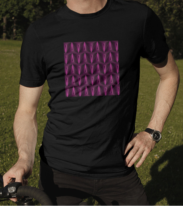 Triangular Optical Geometric Vibrant Purple T-Shirt