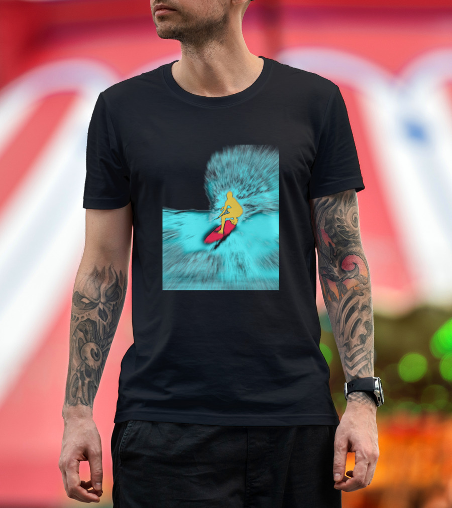 Surfer Making The Drop Zoom Vibrant Wave Surfing Adventure T-Shirt