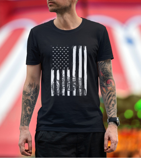 Premium T-Shirt: American Flag Tractor Patriotic US Farming T-Shirt American Flag Tractor Patriotic US Farming T-Shirt