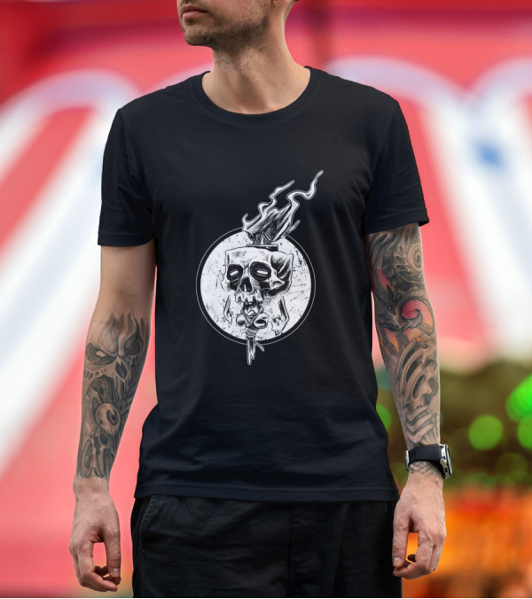 Premium T-Shirt: Torch Skull Flame Circle T-Shirt Torch Skull Flame Circle T-Shirt