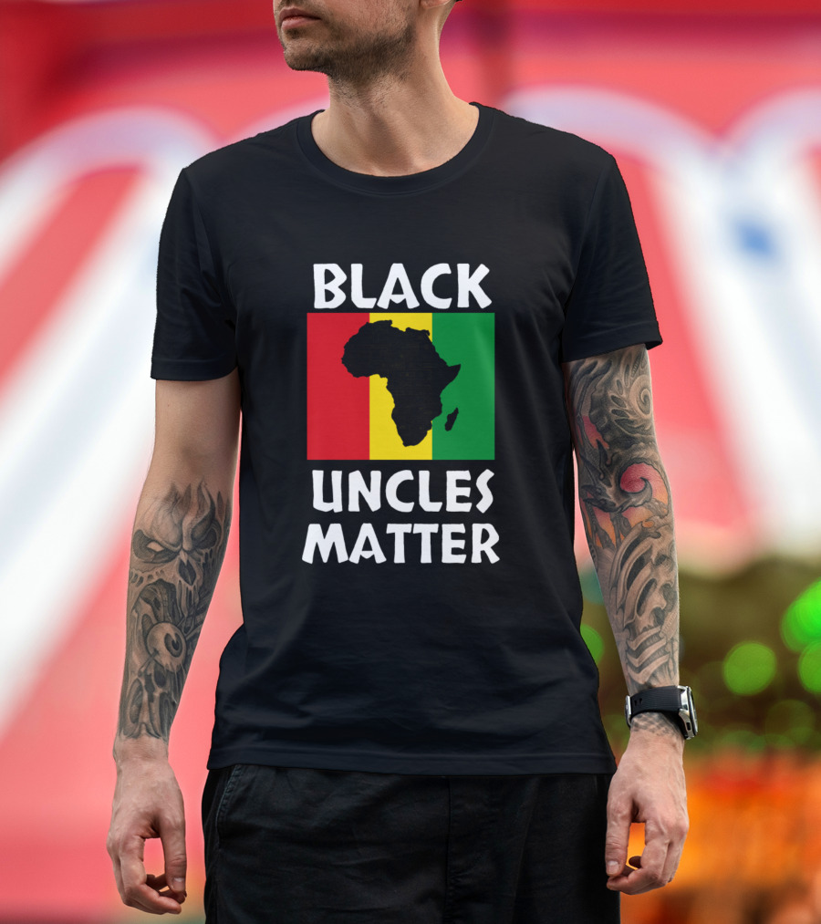 Black Uncles Matter Africa Map Red Yellow Green Stripes T-Shirt