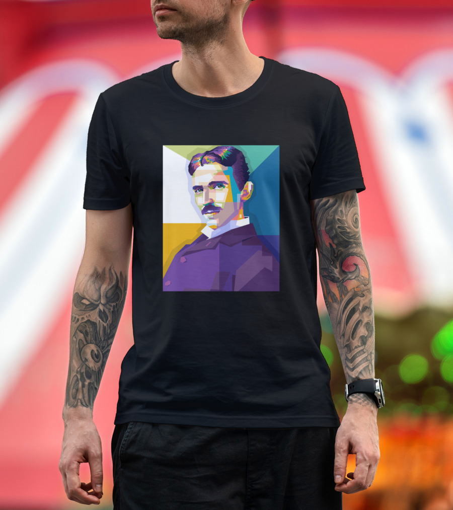 Nikola Tesla Colorful Geometric T-Shirt