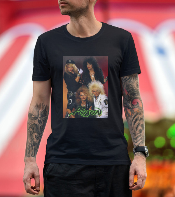 Premium T-Shirt: Poison Band Classic Group Photo T-Shirt Poison Band Classic Group Photo T-Shirt
