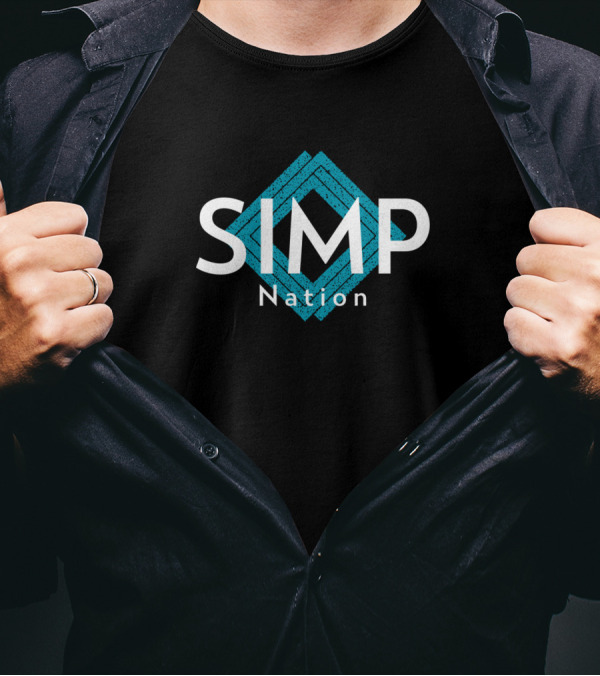 SIMP Nation Vibes Geometric Blue Diamond Background T-Shirt