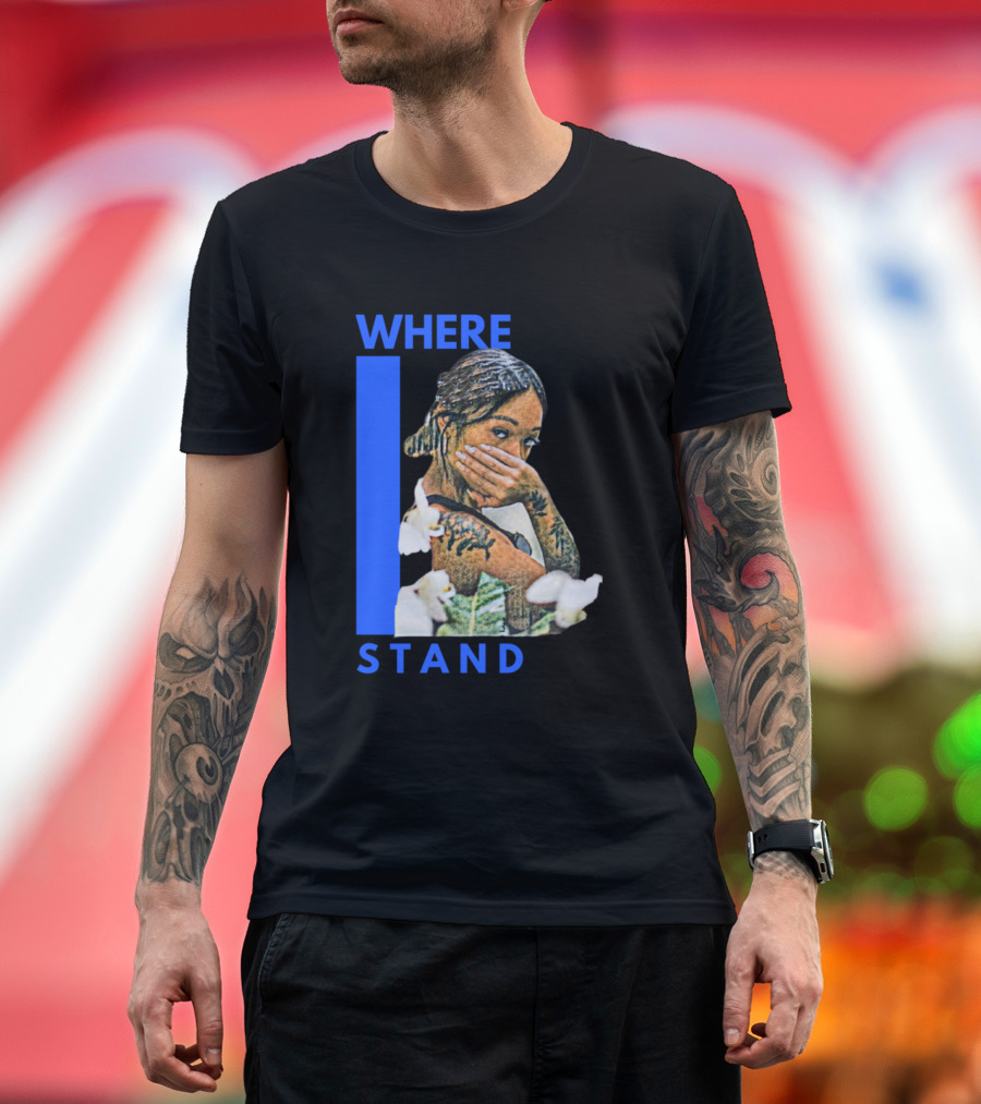 WHERE I STAND Tattoo Girl Hand Over Face T-Shirt