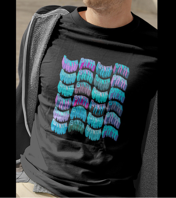 Synthesizer Synth Lover Repeated Typography T-Shirt