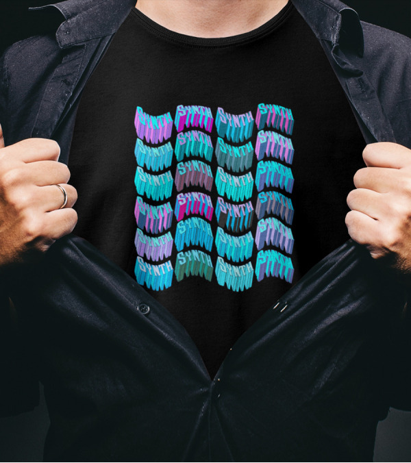 Synthesizer Synth Lover Repeated Typography T-Shirt