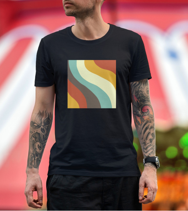 Premium T-Shirt: Retro Waves Vibrant Colorful Abstract 70s T-Shirt Retro Waves Vibrant Colorful Abstract 70s T-Shirt