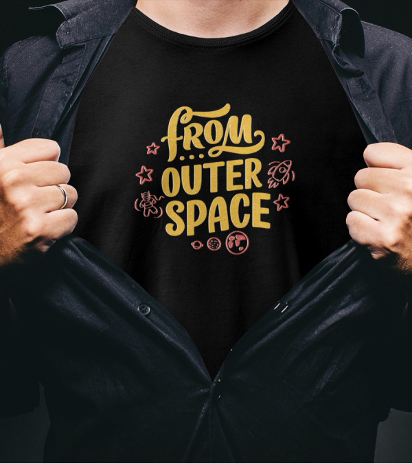 From Outer Space Alien Rocket Planets Stars T-Shirt