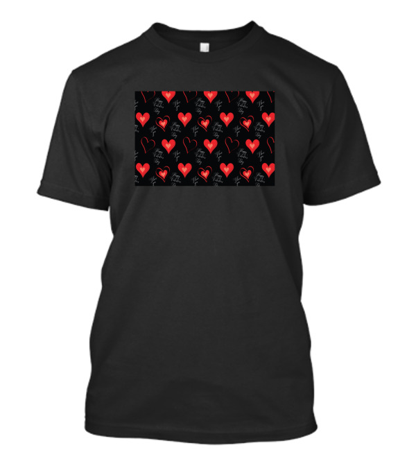 Happy Valentine's Day Hearts Outline Seamless T-Shirt