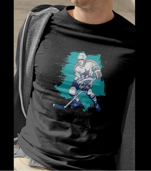 Hockey Play On Ice Best Player With Stick And Mask Image T-Shirt