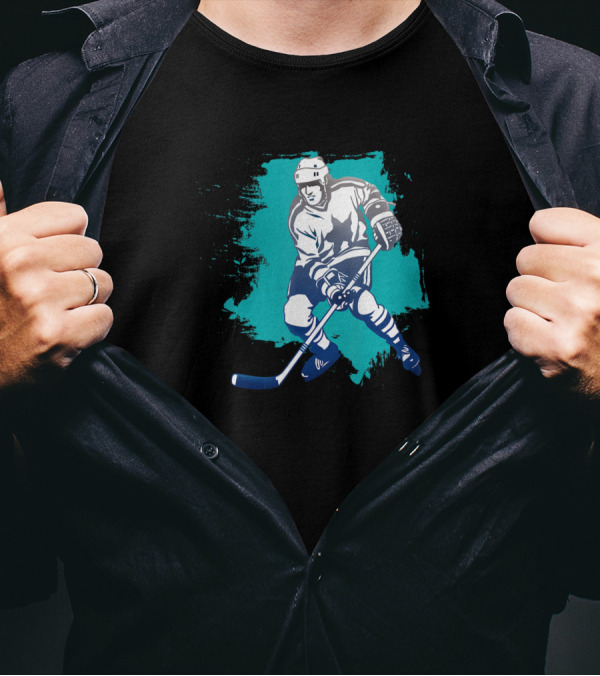 Hockey Play On Ice Best Player With Stick And Mask Image T-Shirt