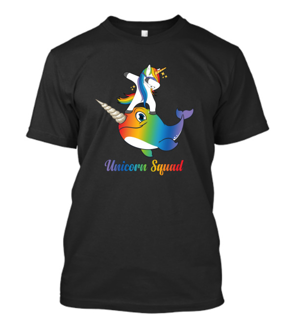 Unicorn Squad Rainbow Narwhal Rider T-Shirt