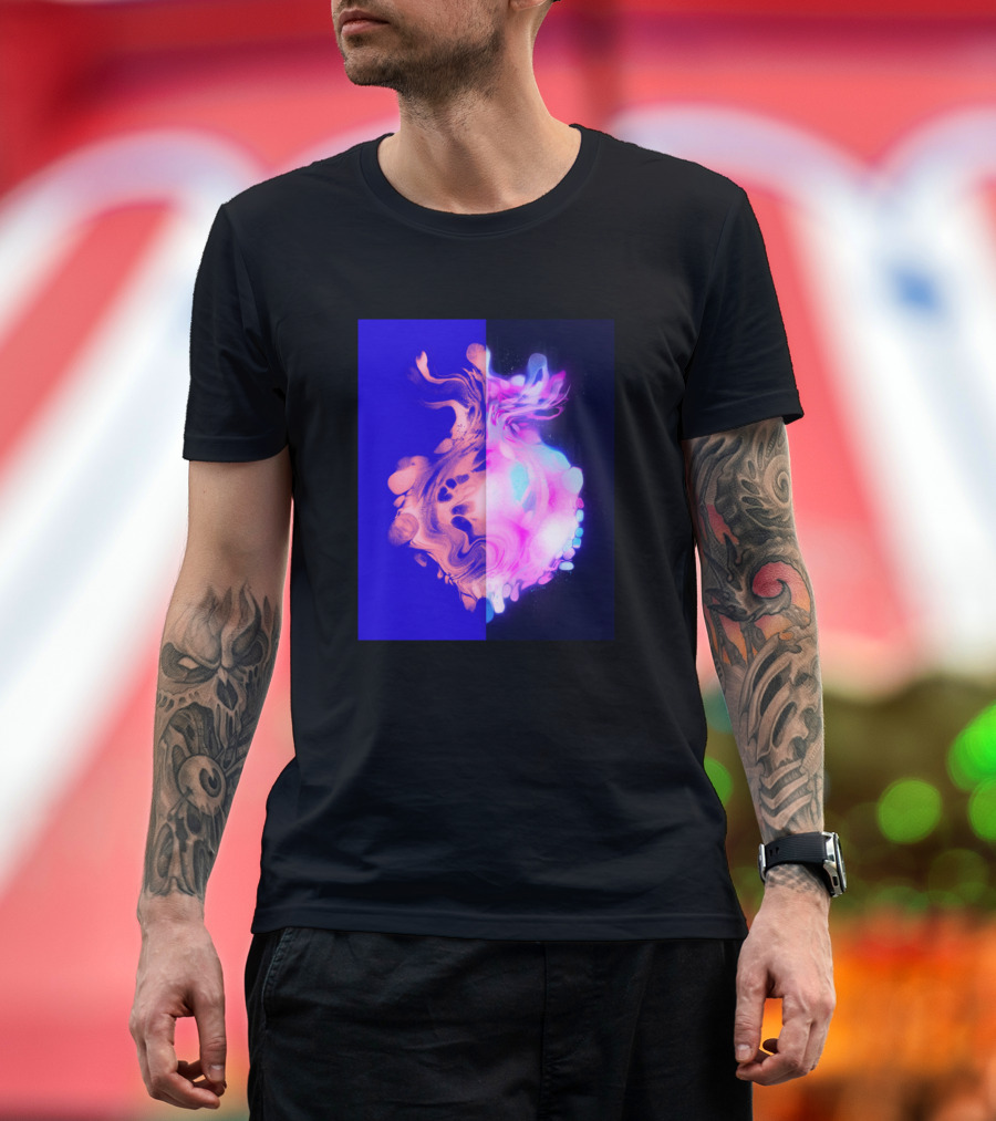 Flaming Embers Vibrant Neon Swirl Dual-toned Fusion T-Shirt