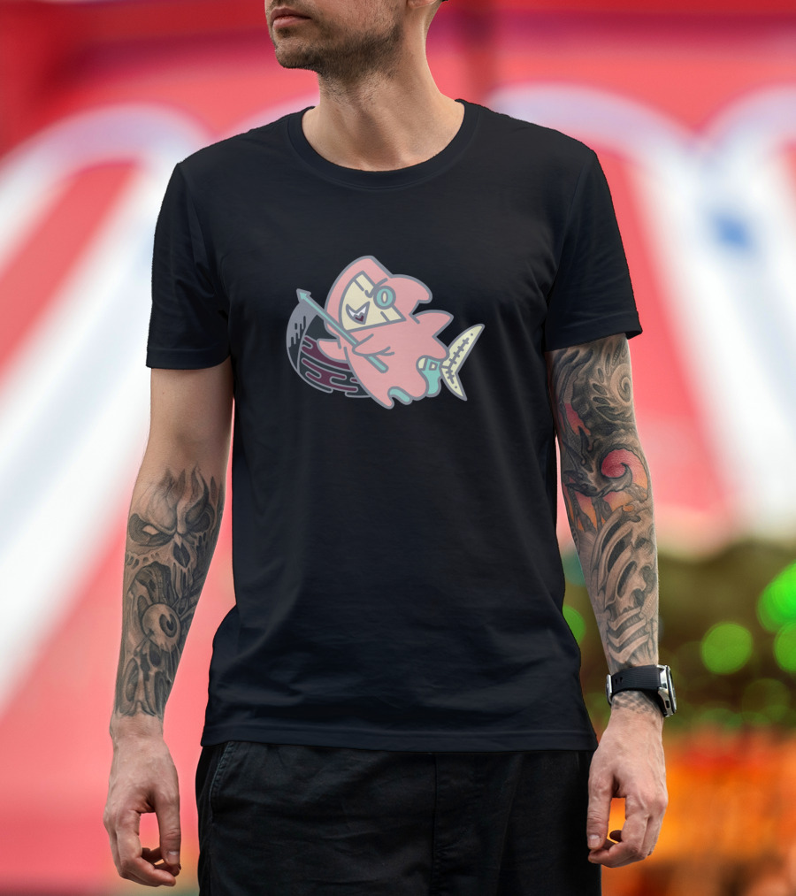 Cotton Candy Reaper Cute Cartoon Grim Character in Pink Robe with Scythe T-Shirt