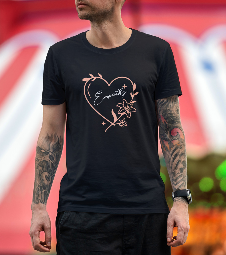 Empathy Heart with Floral Outline and Stars T-Shirt