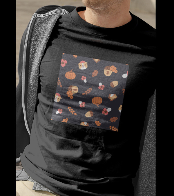 Guinea Pig Fall Acorn Pumpkin Pie Pattern Bubu And Moonch T-Shirt