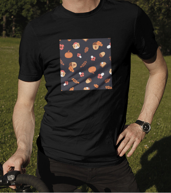 Guinea Pig Fall Acorn Pumpkin Pie Pattern Bubu And Moonch T-Shirt