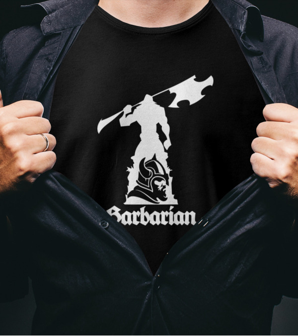 Barbarian Dnd Emblem With Axe And Warrior T-Shirt