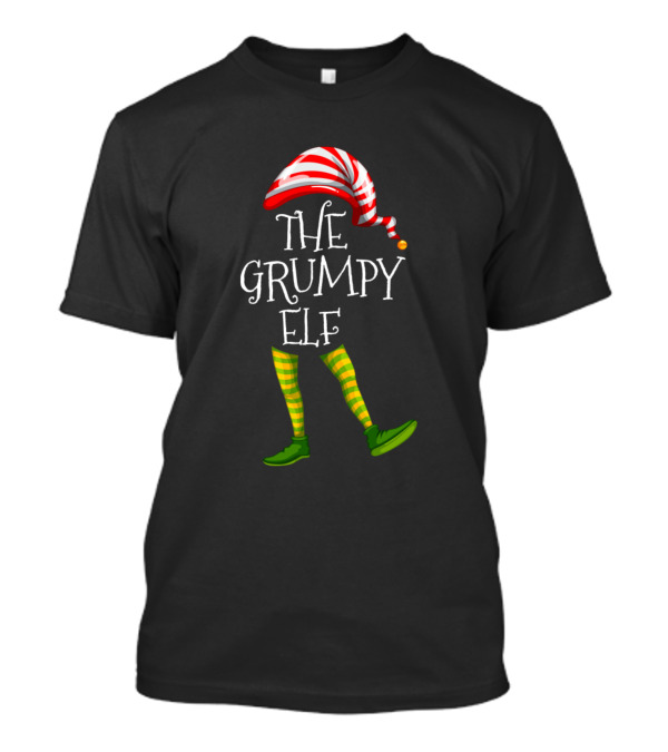 The Grumpy Elf Family Matching Christmas Striped Hat And Green Shoes T-Shirt