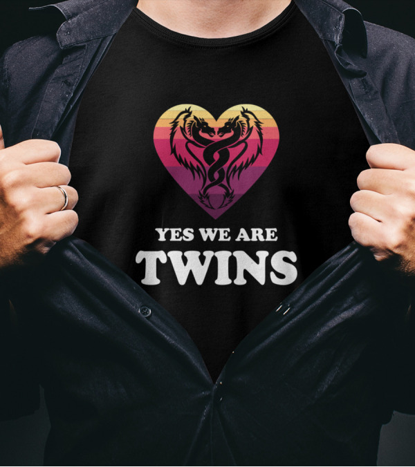 Yes We Are Twins Heart Dragon T-Shirt
