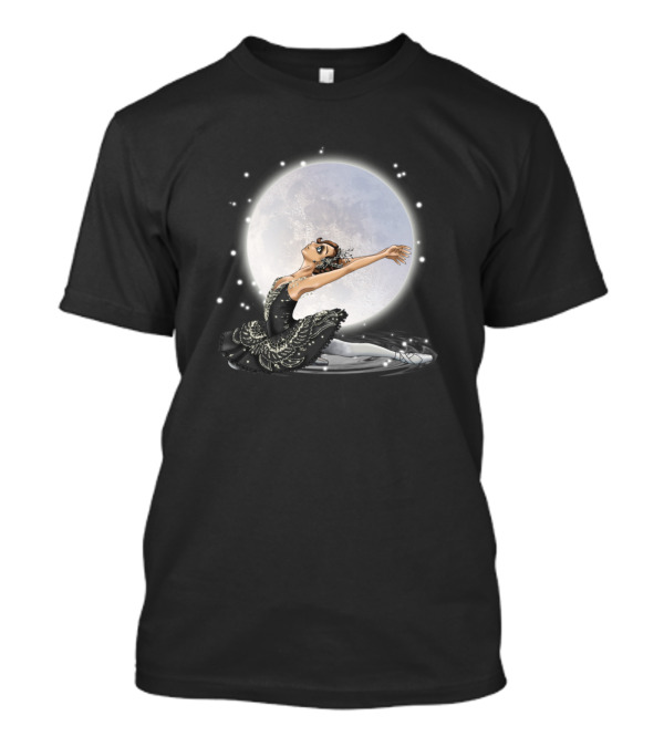 Ballet Dancer Performing Gracefully On Water Under Moonlight T-Shirt