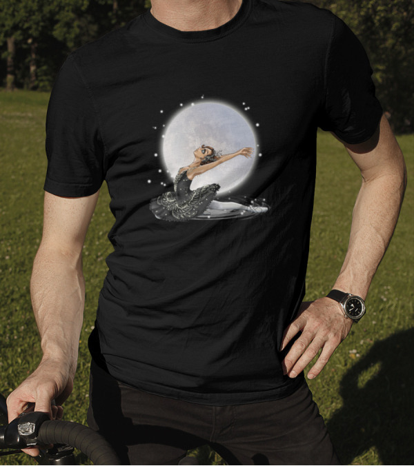 Ballet Dancer Performing Gracefully On Water Under Moonlight T-Shirt