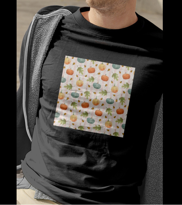 Pumpkin Walnuts Leaves Autumn T-Shirt