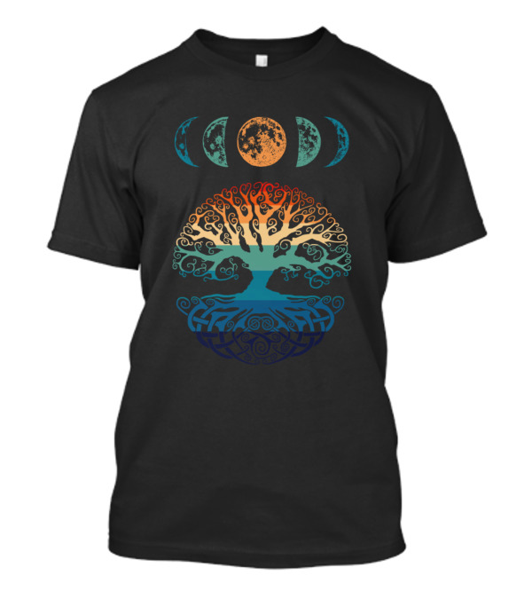 Phases Of The Moon Tree Of Life Retro 60s 70s Vibe T-Shirt