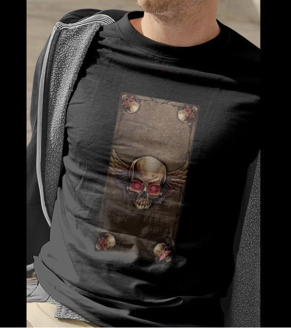 Skull Red Ruby Undead Winged Bones T-Shirt
