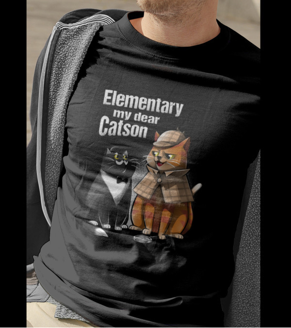 Elementary My Dear Catson Funny Cat Kitty Detective T-Shirt