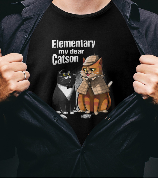 Elementary My Dear Catson Funny Cat Kitty Detective T-Shirt