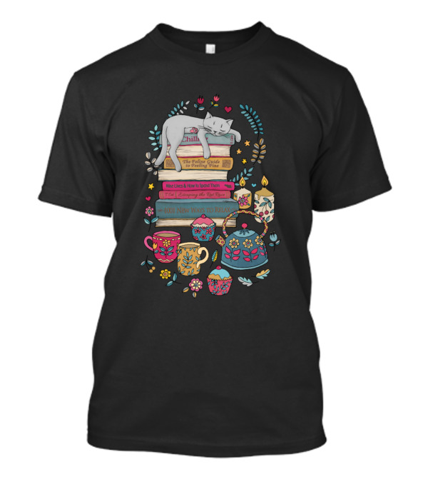 Cats How To Hygge Like A Cat Cozy Chill Relax Kitty Candles And Tea T-Shirt